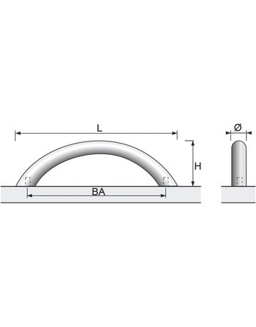 Bild Segmentbogengriff Serifos BA 128 L 155 Ø 10 H 31 mm Edelstahl geb.-1