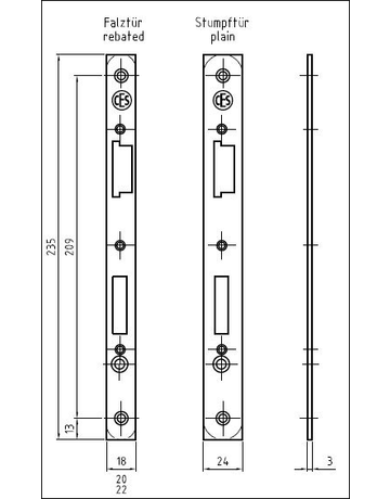 Bild CES Montagestulp für 72 mm Entfernung 24K käntig Nirosta Rechts-1