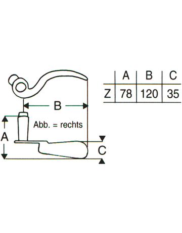 Bild Drückerlochteil 182Z links 8 mm EI Rowe-1