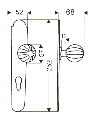 Bild Knopflangschild 316/270H PZ 92 mm EI Rowe ohne Wechselstift-1