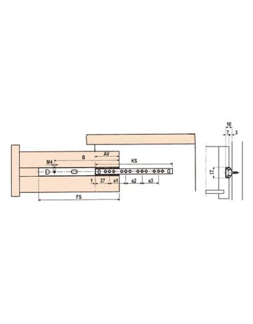 Bild Kugel-Teilauszug Nut 17 SL470 - 510-1