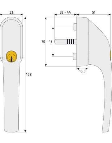 Bild Abus Fenstergriff 200 nm silber 2 Schl. / Schliessung AL0089 FG300 S-1