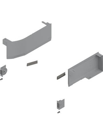 Bild AVENTOS HK top Hochklappe, Abdeckkappe groß (inkl. Auslöseschalter zum Einbohren, beigepackt), glatt, links/rechts, für SERVO-DRIVE, hellgrau/inox-g. - Blum-1