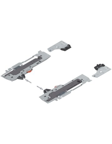 Bild Set (TIP-ON BLUMOTION Einheit + Mitnehmer + Adapter), für TANDEMBOX, Typ L3, NL=350-600 mm, Gesamtgewicht des Auszugs=15-30 kg, links/rechts, R7037 staubgrau-0