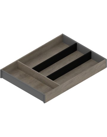 Bild AMBIA-LINE Besteckeinsatz, für LEGRABOX/MERIVOBOX Schubkasten, Holzdesign, 4 Besteckfächer, NL=450 mm, Breite=300 mm, Nebr.Eiche/oriongrau - Blum-1