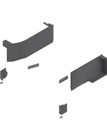 Bild AVENTOS HK top Hochklappe, Abdeckkappe groß (inkl. Auslöseschalter zum Einbohren, beigepackt), glatt, links/rechts, für SERVO-DRIVE, tiefgrau/inox-g. - Blum-1