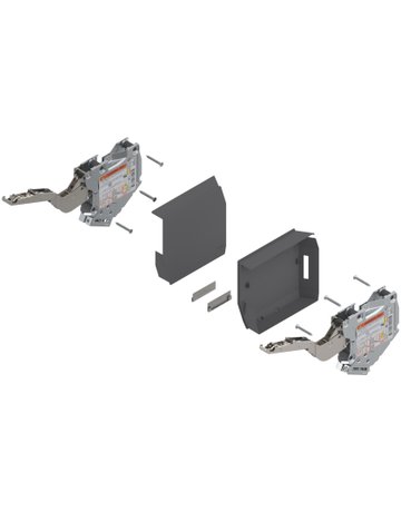 Bild AVENTOS HK-S Hochklappe, Kraftspeicher (Set), LF=220-500 (bei 2 Stück), zum Schrauben, für TIP-ON, tiefgrau/inox-g. - Blum-1