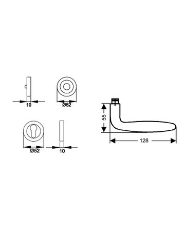 Bild Halb-Rosettengrt.Korfu ER/FS 24 PZ links FS 9mm Edelstahl matt - Karcher Design-2