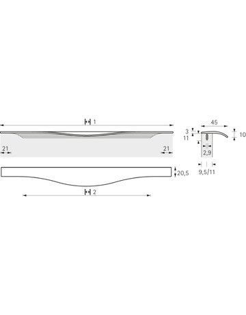 Bild Möbel- Griffleiste, mit Harpunensteg, Codania 9210058, Länge 495mm, Aluminium edelstahloptik gebürstet - Hettich-9