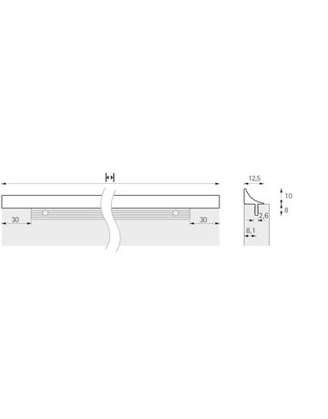 Bild Möbel- Griffleiste, mit Harpunensteg, Riaza 9208089, Länge 295mm, Aluminium edelstahloptik gebürstet - Hettich-2