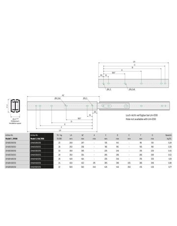 Bild Vollauszug 040 24 kg/Pr Länge 450 mm RAL7016, Zuhaltung, Air Motion - Schock Teleskopschienen-1