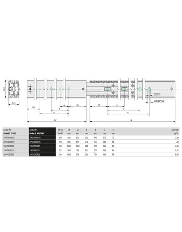 Bild Überauszug 048 120 kg/Pr Länge 1200 mm Zuhaltung - Schock Teleskopschienen-1