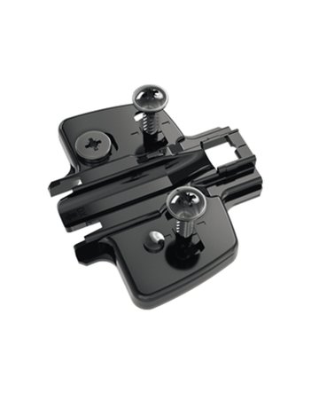 Bild Kreuzmontageplatte mit Direkt-Höhenverstellung, in obsidianschwarz, Lochreihe 37 x 32 mm, Hettich Direkt mit Pilotzapfen und Spezialschrauben (für Bohrung ø 5 x 7,5 mm), Distanz 1.5 mm-0