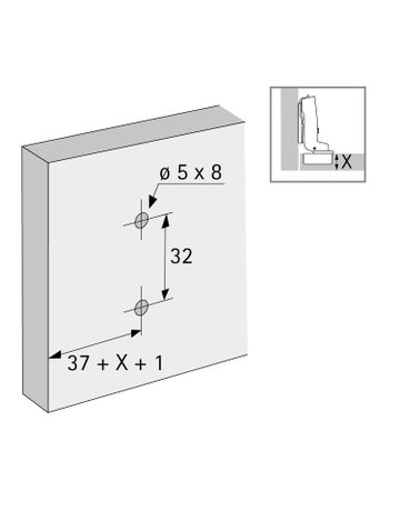 Bild Möbel- Kreuzmontageplatte, Distanz 5mm, Sensys 8099, 9071648, vernickelt - Hettich-2