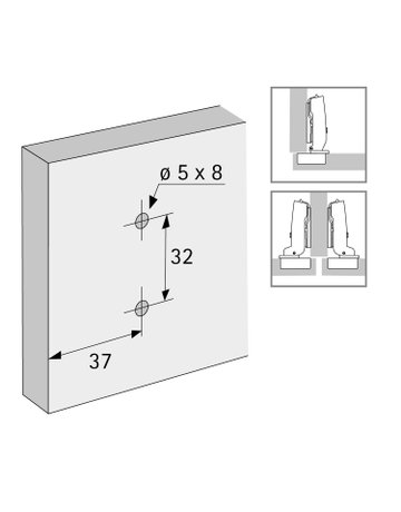 Bild Möbel- Kreuzmontageplatte, Distanz 5mm, Sensys 8099, 9071648, vernickelt - Hettich-1
