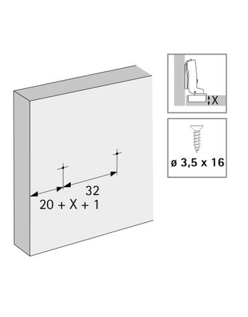 Bild Linear-Montageplatte mit Direkt-Höhenverstellung, vernickelt, Lochreihe 20 x 32 mm, zum Anschrauben, Distanz 3.0 mm - Hettich-2