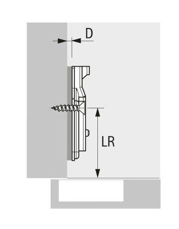 Bild Veosys Kreuzmontageplatte zum Anschrauben, Lochreihe 37 x 32 mm, Distanz mm 0.0 mm - Hettich-1