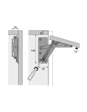 Bild Lift, 80 - 220 N, 4.6 kg, 75° - Hettich-1