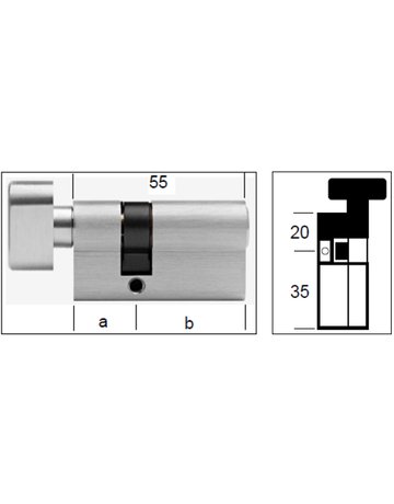 Bild Profil-Knaufzylinder für Glas mmv ohne Schl. Länge S 35mm / K 20mm - Karcher Design-1