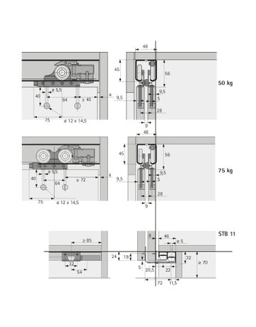 Bild Laufprofil TopLine 1, 3000 mm, silber - Hettich-2