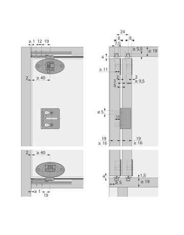 Bild Dämpfungssystem Silent System zum Anschrauben für einliegende Türen, SlideLine 55 Plus, rechts - Hettich-2