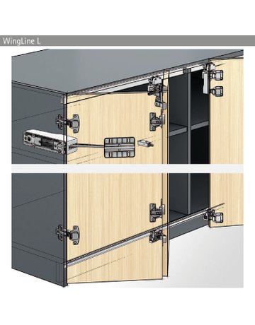 Bild WingLine L Profilset mit unterer Führung, 2400 mm, pulverbeschichtet weiß - Hettich-1