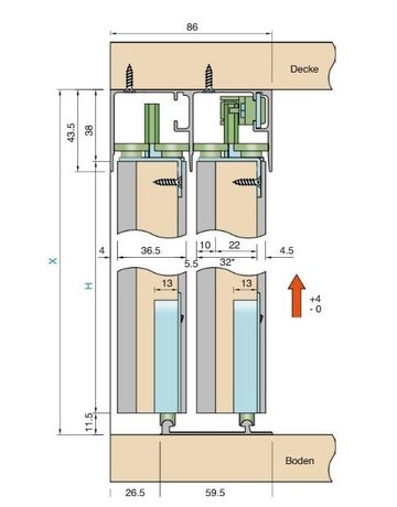 Bild Schiebebeschlag Serie 1200 Bausatz 60 kg - Hein-5
