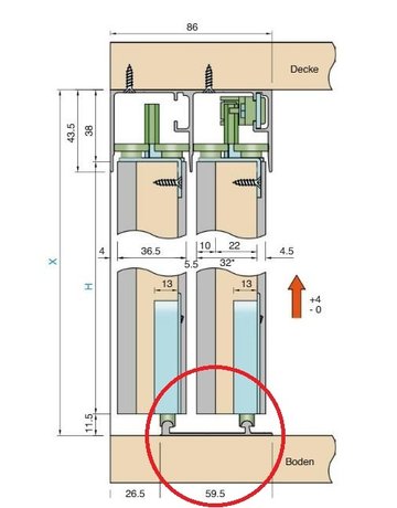 Bild Untere Laufschiene 6000mm für Schiebebeschlag Serie 1200 - Hein-1