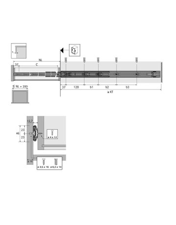 Bild Kugelauszug KA 4532 Push to open, 12,7 mm Einbaubreite, 350 - Hettich-2