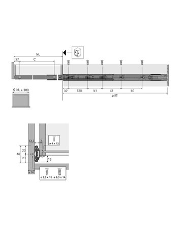 Bild Kugelauszug KA 4532 AM Silent System, 12,7 mm Einbaubreite, 350 - Hettich-2
