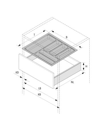 Bild OrgaTray 440, silber, 441 - 520 / 801 - 900, silber - Hettich-3