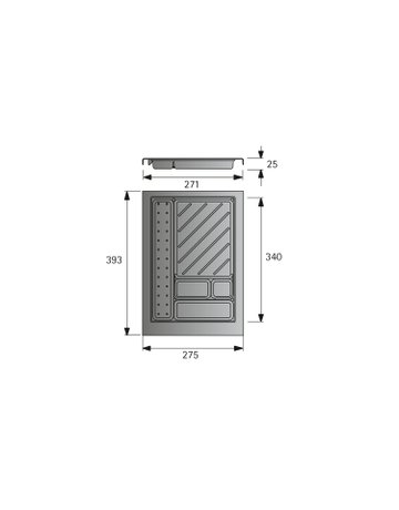 Bild Schreibmaterialschale für Schmalcontainer, Höhe 25 mm, 280 /292, Aluminium Optik - Hettich-1