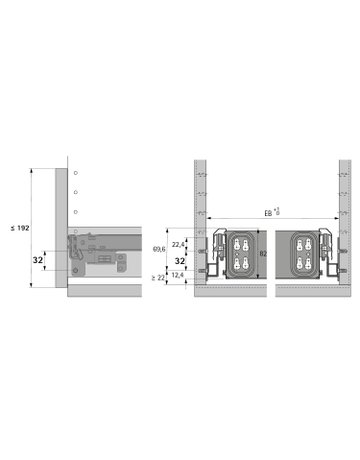 Bild Kugelauszug KA 270, Lochreihe 32 mm (Garnitur), 292 / 392 mm, links und rechts - Hettich-1