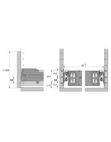 Bild Auszugsführung Quadro Duplex 25, 530 mm, links - Hettich-1