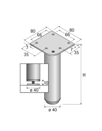 Bild Möbelfuß Lano RO, 150 mm silber eloxiert - Hettich-1