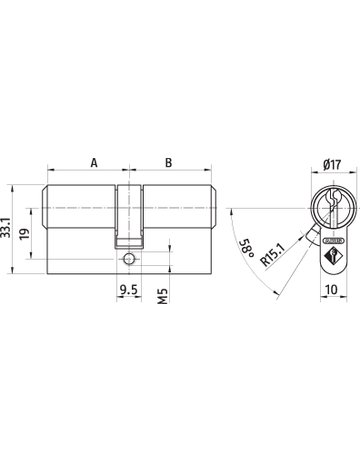 Bild Profil-Halbzylinder Vitess 1000 BL=--/40 mm, 3 Schl. codiert Schließung mmv - ABUS-1