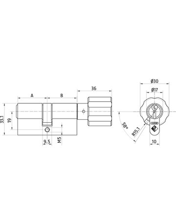 Bild Profil-Knaufzylinder Vitess 1000 K BL=S40/K40 mm, 3 Schl.codiert Schließung mmv - ABUS-1