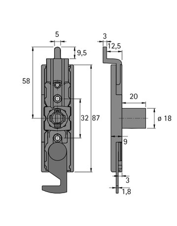 Bild Zylinderdoppeltürschloss für auswechselbare Innenzylinder Z23, ø 18 mm, 15 - Hettich-1