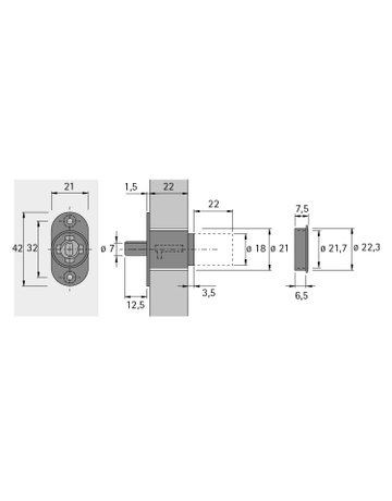 Bild Zylinderdruckschloss, Z23, ø 18 mm - Hettich-1