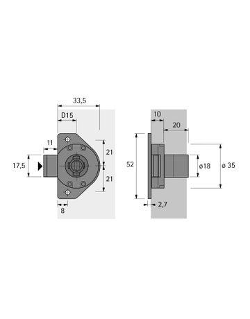 Bild Zylinderrolljalousieschloss für auswechselbare Innenzylinder Z23, ø 18 mm, links - Hettich-1
