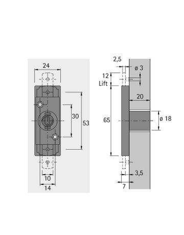 Bild Set Zylinderschubstangenschloss Z23, ø 18 mm, rechts - Hettich-1