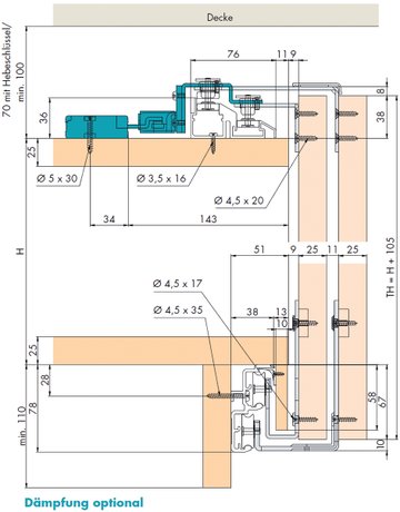 Bild COMBINO BESCHLÄGEGARNITUR für 3TÜREN Model 60 H FS 055.3074.072 - Hawa-2