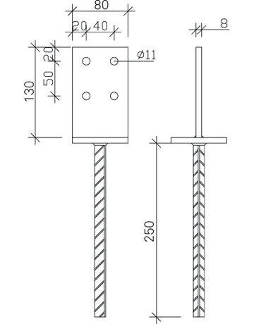 Bild Stützenfuß Typ T 01 in Beton 80 X 130 mm - GH-1