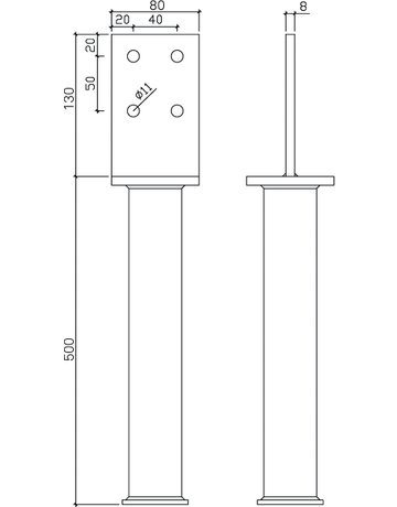 Bild Stützenfuß Typ T 02 in Beton 80 X 130 mm - GH-1
