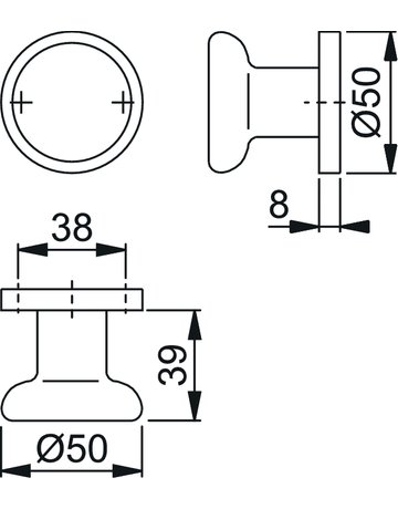 Bild Knopf auf Rosette 54/11P feststehend Alu F1 - HOPPE-1