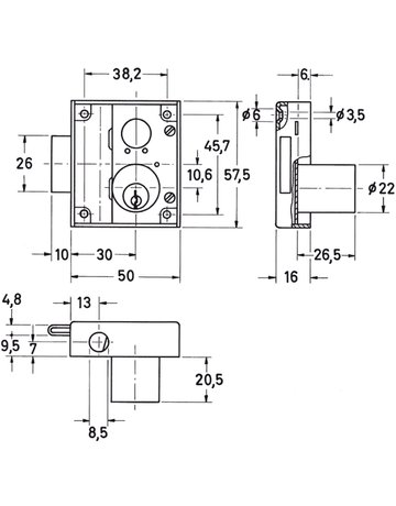 Bild Drehstangen-Schloss 7020/30 RS Zylinder matt vernickelt für 8 mm Stg.Schließung BN0102 - JuNie-1