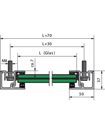 Bild Skyforce 2-tlg, für 16-17,5 mm Glas Höhe 1000 mm, Alu RAL matt 9016 - Onlevel-2