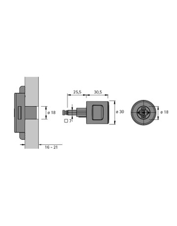 Bild Zylinder-Drehgriff, Typ 42.5, links - Hettich-1