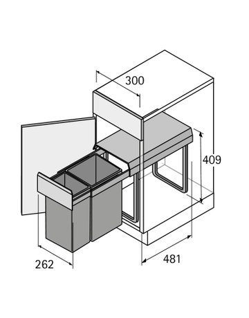 Bild Küchen-Abfallsystem,Schrankb.min.300mm BIN it.DuoII 9291587,1x20/1x10l,Eimer:KF - Hettich-1