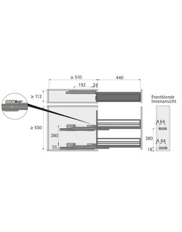 Bild Frontauszug 90°, 2-etagig, STYLE, pulverbeschichtet anthrazit (1) - Hettich-1